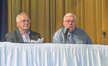 Carroll County Board member Gerald Bork (left) and Savanna Mayor William Lease
